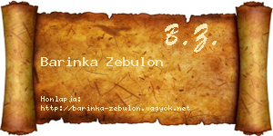 Barinka Zebulon névjegykártya